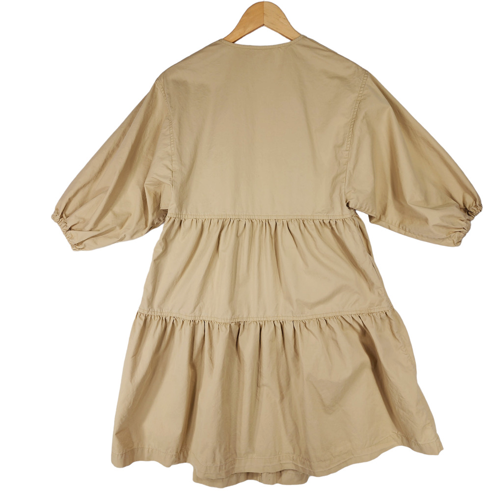 COS Beige Tiered Wrap-Style Midi Dress - Picture 3 of 16